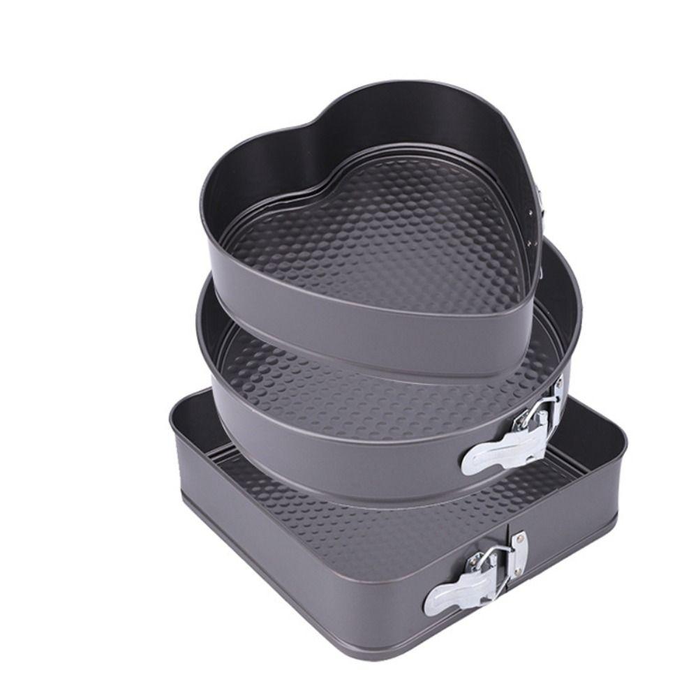 3pcs/set Non-Stick Surface Carbon Steel Bake Pan Removable Bottom Baking Mould Set Baking Tools
