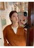100% Pure Wool Color Block Lapel Korean Style Pullover Knitwear - Women's Autumn Winter Loose Cable Knit Sweater