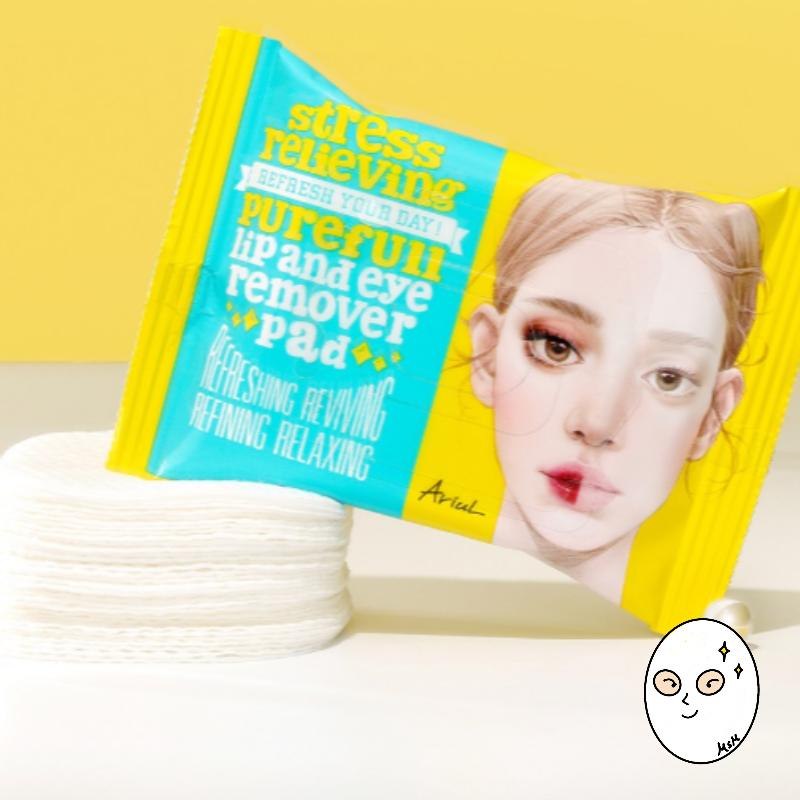 ARIUL Stress Relieving Purefull Lip & Eye Remover Pad 30 Sheets, 3EA