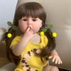 BZDOLL Brown Long Hair Lifelike Lovely Full Vinyl Body 55 CM 22 Inch Reborn Baby Girl Doll Toy Realistic Princess Toddler  Bebe