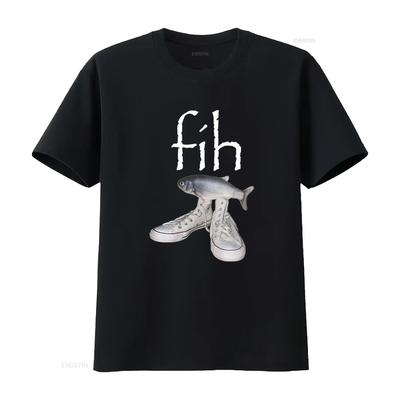 Fih Shoes Fish Funny Misspelled Meme Calling Humor T Shirt Vintage Fashion Unisex Casual Stretched Homme Streetwear