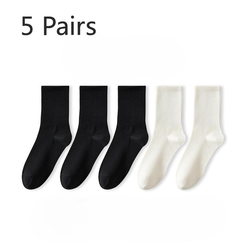 5 Pairs of Autumn and Winter Pure Cotton Socks, Mid-tube Men's Socks, Antibacterial Sweat-absorbing Socks, Solid-color Antibacterial Men's Cotton Sock