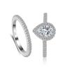 JZ037 White Gold Plated Women's Wedding Band with Teardrop and Pink Diamonds