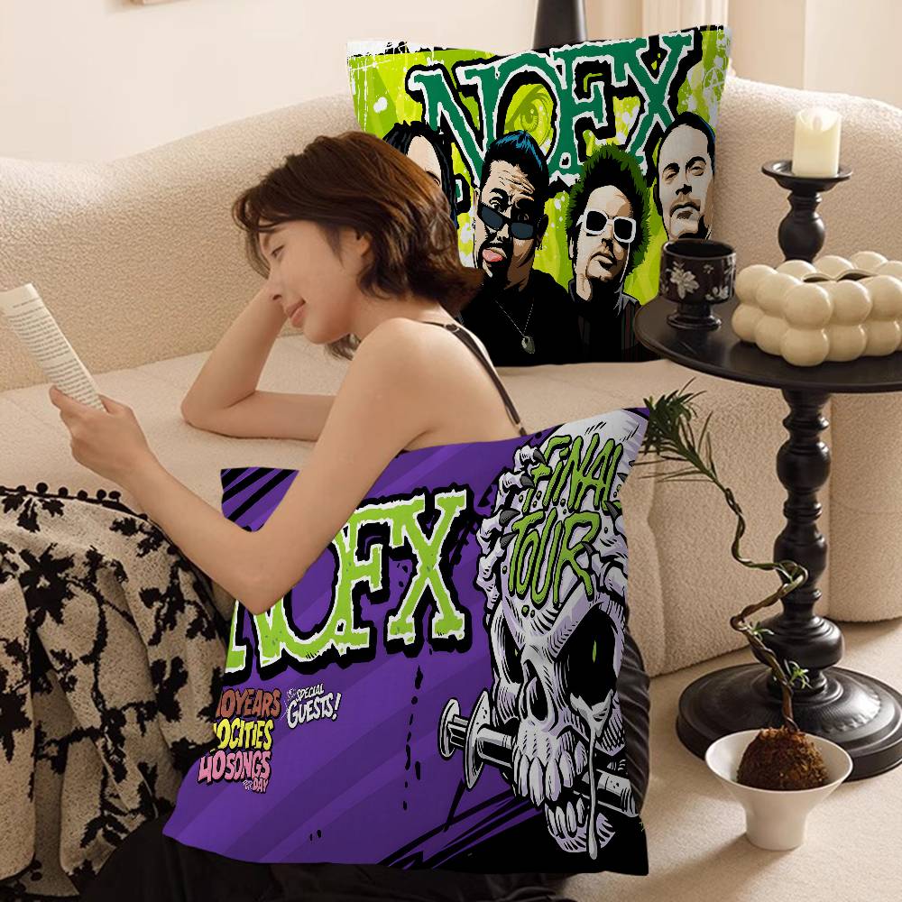 Rock band N-NOFX Retro Cushion Cover Pillowcase Upholstery Sofa Throw Pillow Home Decor Pillowcas