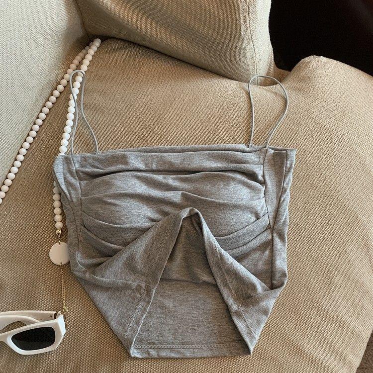 Women Crop Tank Top Sexy Square Neck Double Lined Ruched Corset Cute Cropped Sleeveless Cami Summer Outfit Going Out Top