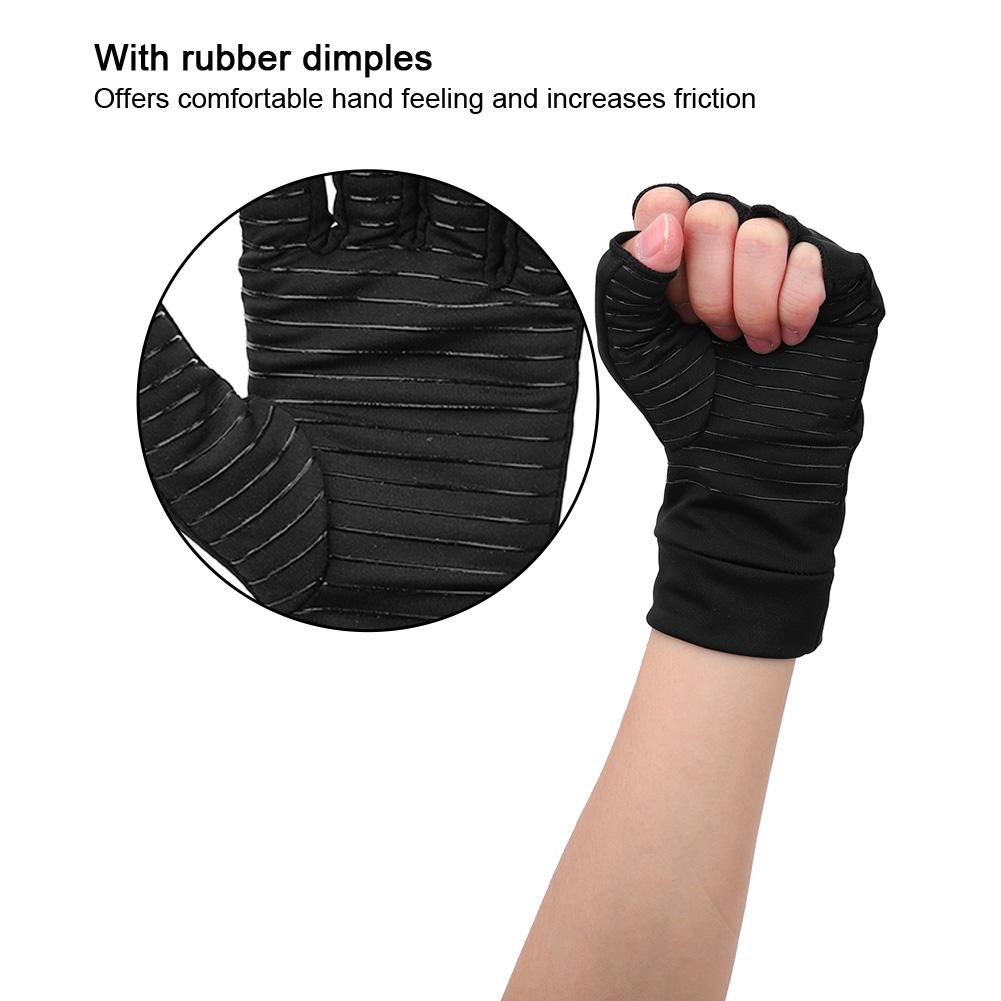 1 Pair Open Finger Arthritis Compression Gloves Copper Infused Content Therapy Gloves