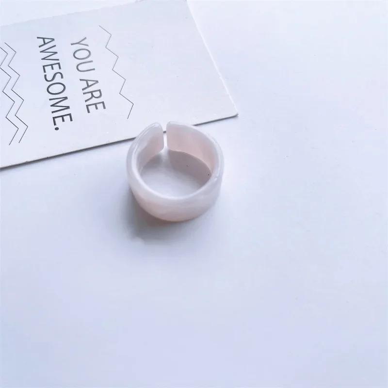 Colorful Open Marbling Ring Aesthetic Acetate Colorful Acrylic Thick Round Rings for Women Girls Jewelry Accessories Gifts