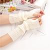 Long Fingerless Gloves Knitted Arm Sleeves Stretchy Arm Cover Thumb Hole Mittens