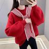 Stylish Women's Purple Striped Shawl Sweater - Plus Size Knitted Fake Two-Piece, Winter 2025