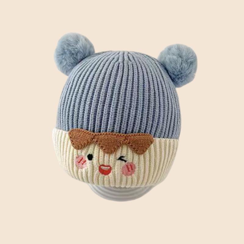 Przytulna dzianinowa czapka z pomponem dla maluchów – unisexowa, zimowa ciepła dla chłopców i dziewczynek