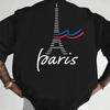 Paris Eiffel Tower Graphic Tee for Men, Minimalist Cotton T-Shirt, Casual Short Sleeve Top