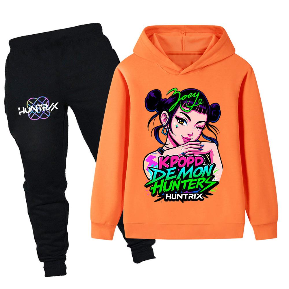 PB1214 Kinder Jungen Mädchen Kpop Mira Zoey Rumi Zoey Print Langarm Kapuzenpullover Hose Hosen Kleidung Sets