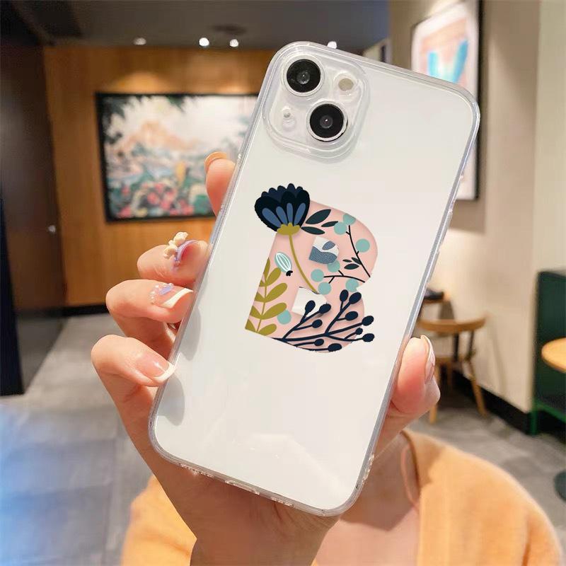 Fashion Letter Flowers Art Luxury Transparent Soft Phone Case For iPhone 15 14 13 12 11 Pro Max XS X XR 7 8 Plus Cover Fundas