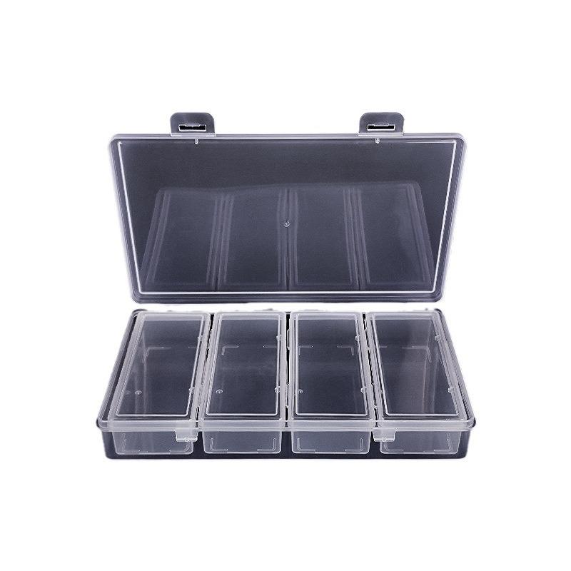 New Transparent 4-Grid Storage Box with Independent Compartments for Small Accessories