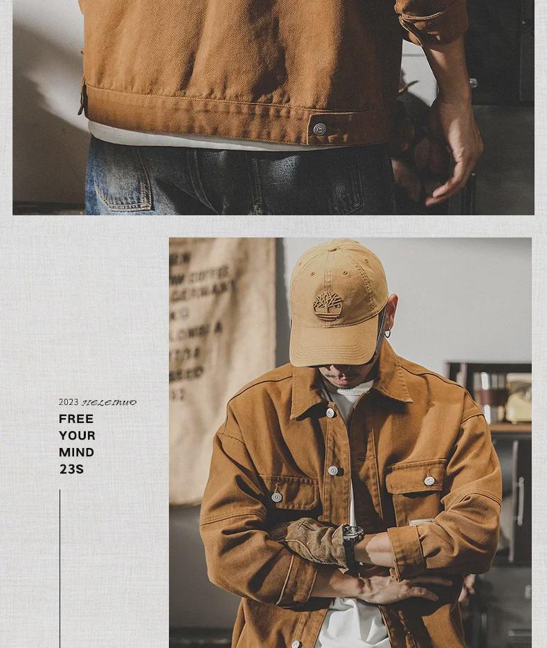 Men's American Heavyweight Retro Denim Jacket - Trendy, Loose-Fit Workwear for Spring and Autumn.