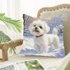 1pc Pillowcase, Cute Maltese Dog In Snow Pillowcase - Perfect for Living Room, Sofa, and Bedroom Decor, Soft Smooth Polyester Short Plush Fabric, Sing