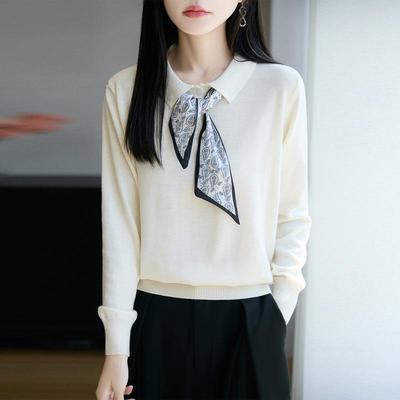 Silk Polo Collar Long Sleeve Shirt - 2025 Autumn Women's Wool Knitwear