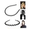 Herren Damen Unisex Schwarz Welliges Haar Kopfreifen Band Sport Stirnband Haarband Kopfschmuck