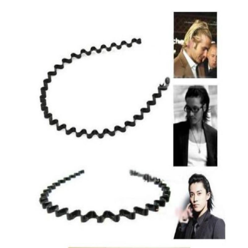 Mens Women Unisex Black Wavy Hair Head Hoop Band Sport Headband Hairband Headwear