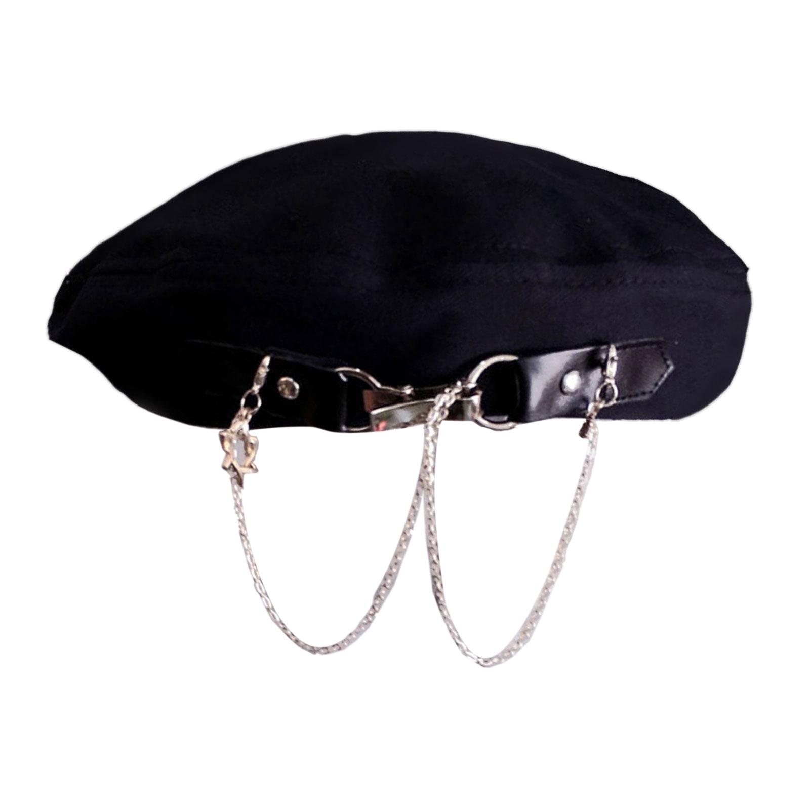

Unisex Beret with Metal Chain Painter Hat British Cabbie Hat for Autumn Winter Flat Hat for Daily Wear Cabbie Hat 1 чёрный