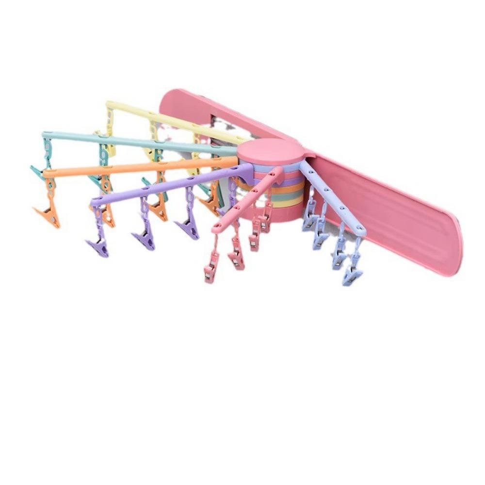 Wall Mount Rotary Drying Rack 24 Clips Underwear Hangers Folding Clothes Rack  Household