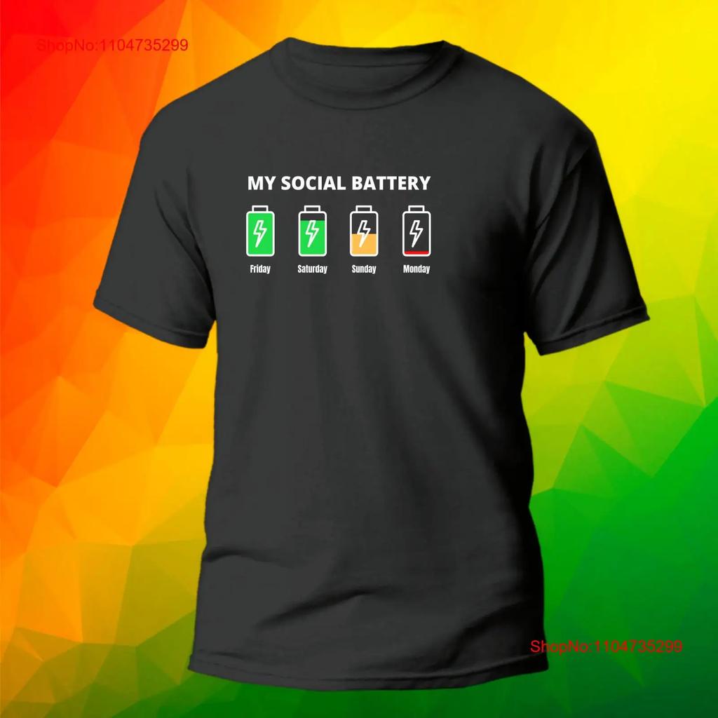 My Social Battery Funny T Shirt Vintage Soft Stretched Versatile Top For Everyday Wear Homme Streetwear Graphic Stylish