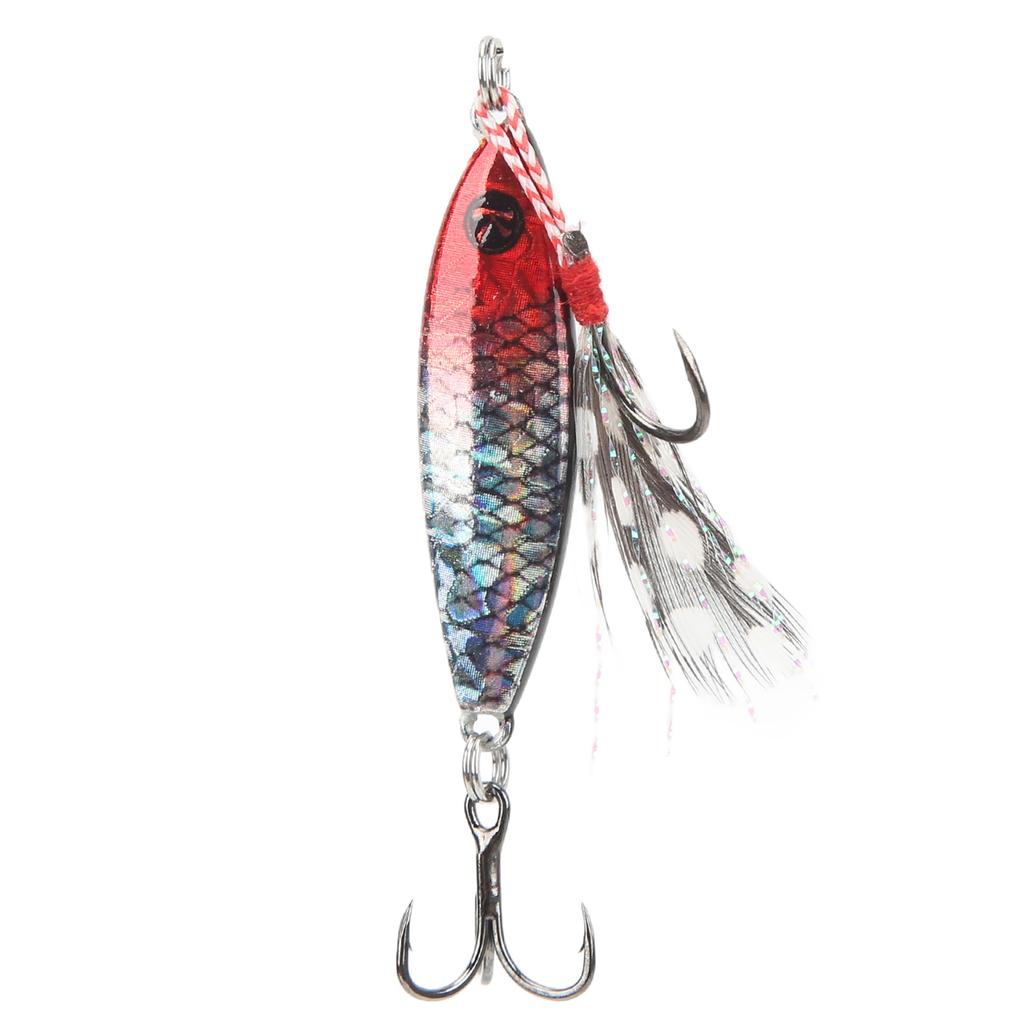 5Pcs Artificial Fishing Lure Lifelike Fishing Bait with Treble Hook for Saltwater Freshwater Red Head Silver Body