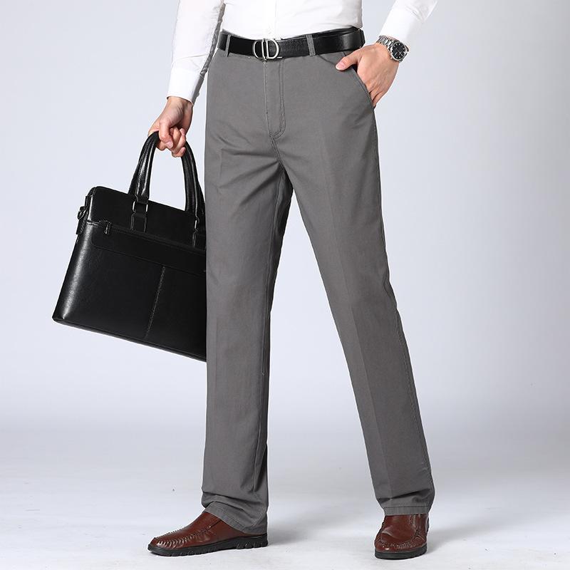 Pantaloni da completo casual sottili da uomo in cotone Pantaloni larghi elasticizzati alla moda classica da lavoro Abbigliamento di marca maschile