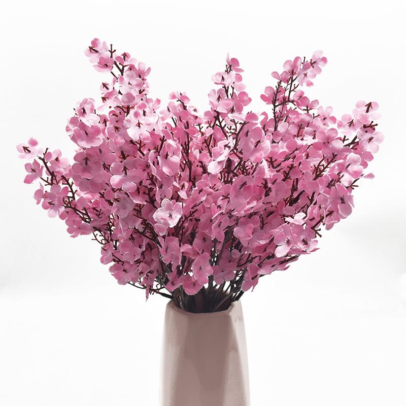 Pink Silk Gypsophila Artificial Flowers Small Bunches 5 Forks 30CM Living Room Decoration Fake Plants Vase for Home Wedding