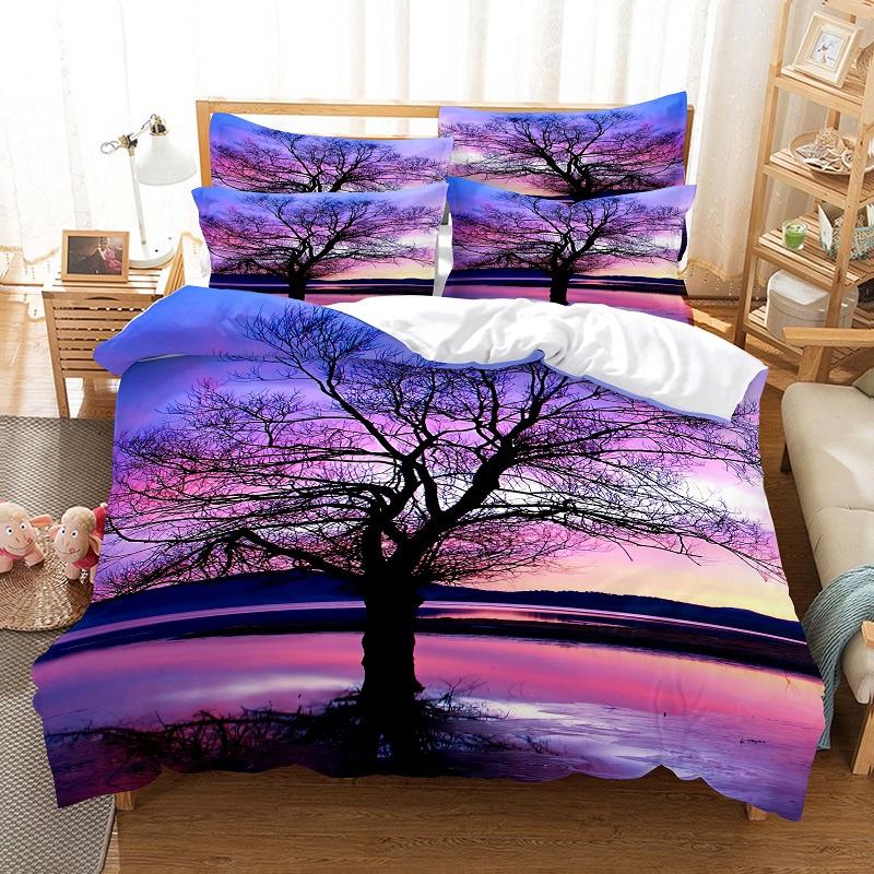 Romantisches Weißer Baum Bettbezug Set Mode Jugend Bettwäsche Set Leinen Queen Size Bett Bettdeckenbezug Set Jungen Mädchen Bettwäsche Set