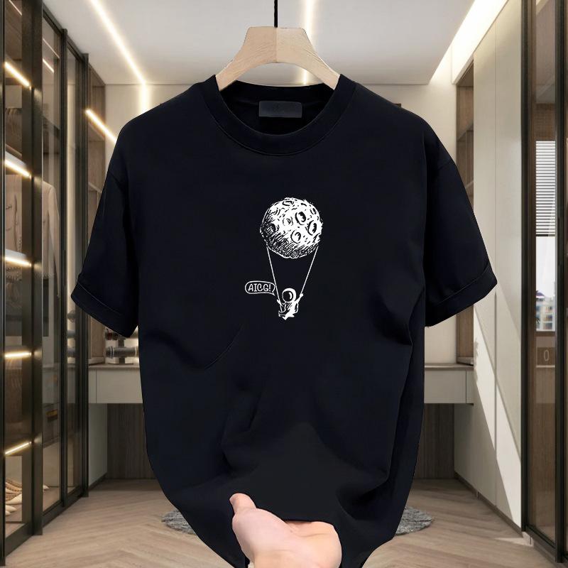 Heavy Cotton Trendy Brand Printed Men S Short-Sleeved T-Shirt Trendy Ruffian Handsome Casual T-Shirt S