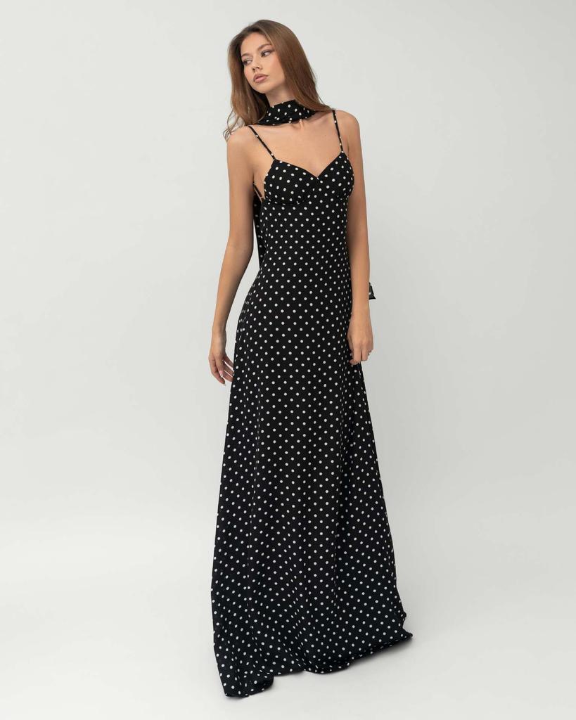 Foreign Trade Summer New Women's Clothing Temperament Polka Dot Sexy V-neck Suspender Backless Dress Long Dress Women