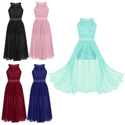 Princess Lace Flower Girl Dress for Bridal Bridesmaid Pageant Party Festive Dress Kids Romper Dresses