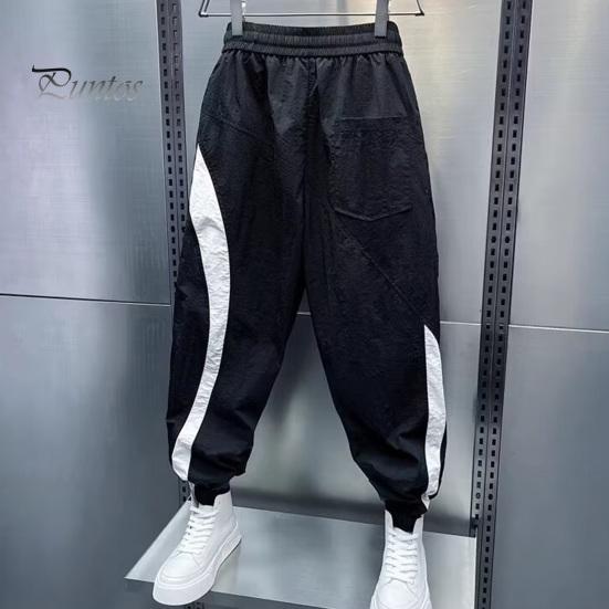 Ανδρικό Παντελόνι Χρωματικός Συνδυασμός Κορδόνι Ελαστική Μέση Με Λάστιχο Στον Αστράγαλο Φαρδύ Πλαϊνές Τσέπες Στυλ Cargo Καθημερινή Φορεσιά Εξωτερικού Χώρου Παντελόνι Χαρέμι