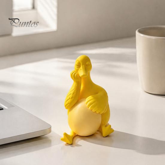 Funny Gifts for Colleagues Daydreaming Duck Figurine, Minimalist Holding An Egg Sculpture, Resin Matte Statues Animal Statue, Creative Desktop