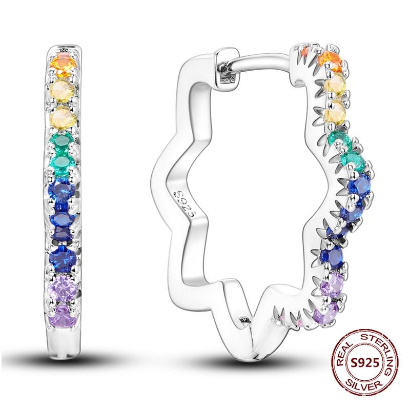 Purple Zircon Hoop Earrings 925 Silver U-shaped Liquid Metal Love Heart Fashion Earrings For Women Jewelry