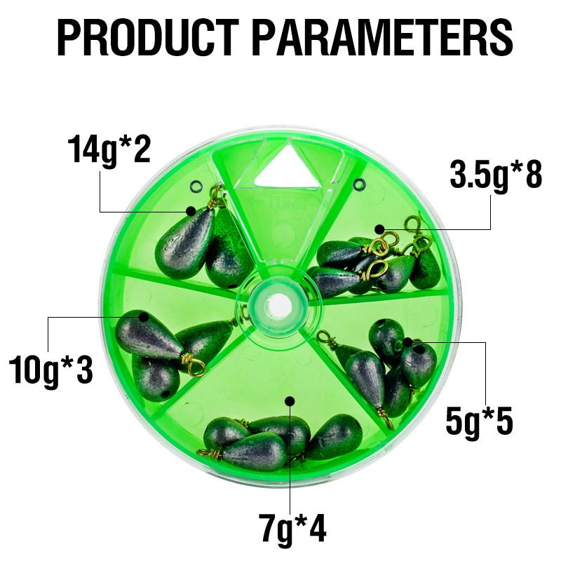 

22 шт./коробка Быстросъемный рыболовный груз 3,5 г 5 г 7 г 10 г 14 г Грузило для приманки Рыболовные снасти Аксессуары Грузила для лески Соединитель для крючка