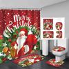Red Marry Christmas Shower Curtain Santa Claus Printed Waterproof Polyester Bath Curtain For New Year Christmas Bathroom Decor