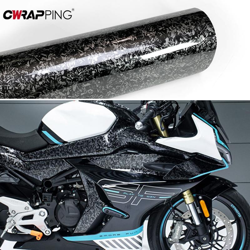 PET Forged Carbon Fiber Carbon Vinyl Wrap Film Self Adhesive Vinyl Wrapping For Motorcycle Automobile Glossy Black Car Stickers