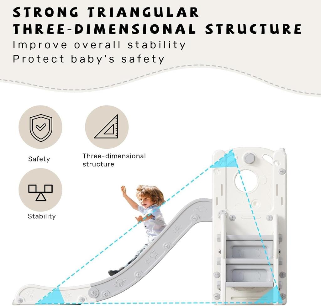 UBRAVOO kids slide, extra long toddler slide with playpen, storage space and non-slip steps, indoor and outdoor play equipment, freestanding slide