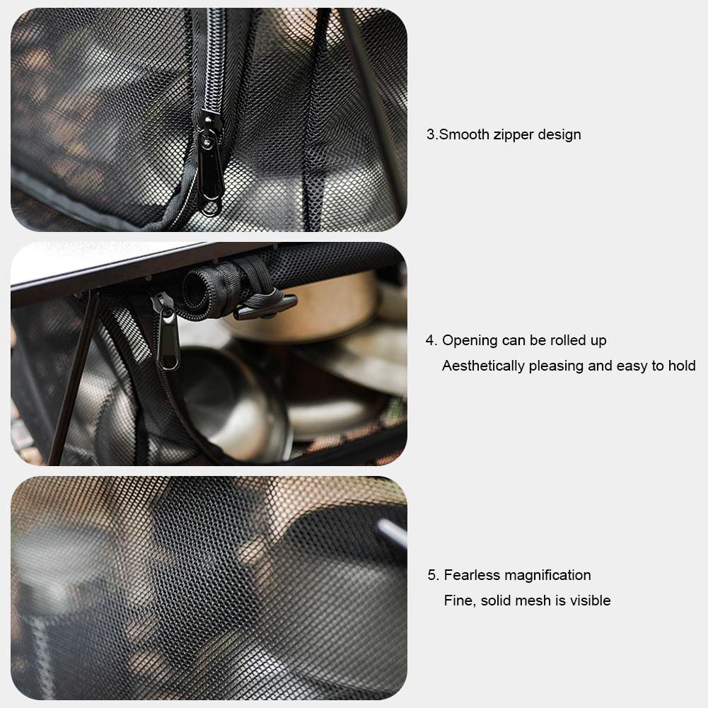 Folding Table Storage Box Multi-Purpose Foldable Mesh Basket Organizer Portable Under Desk Folding Net Box for Outdoor Camping