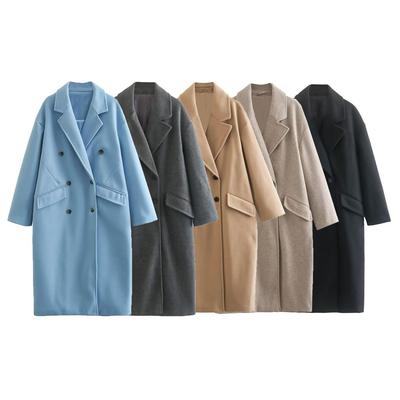 2023 Autumn/Winter European & American Women's Long Loose Solid Color Wool Coat