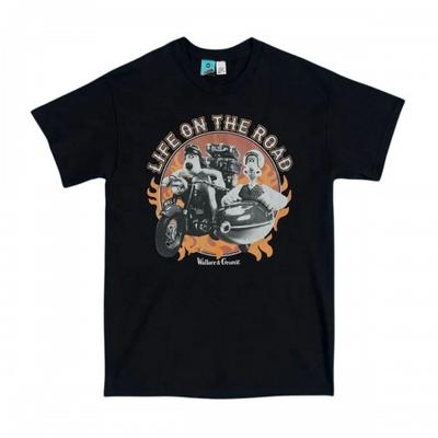 Wallace and Gromit Unisex Adult Life On The Road Biker Back Print T-Shirt