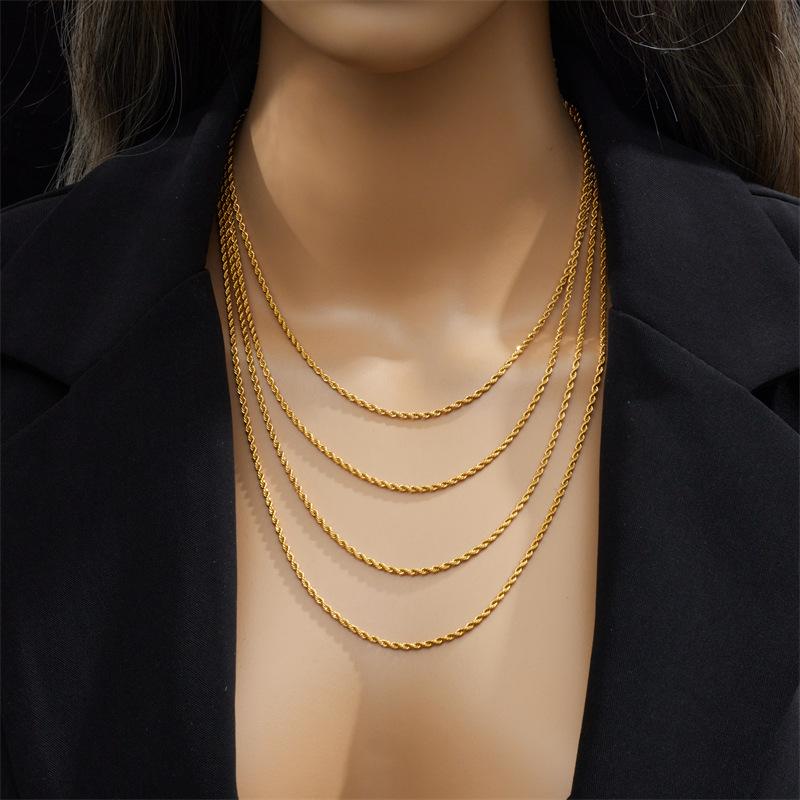 Gold Multi Layer Twisted Rope Chain Necklace Three Layered Design Necklace for Women Fashion Jewelry