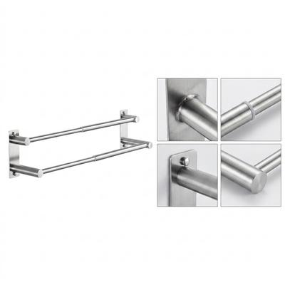 Brushed Nickel Stainless Steel Double Towel Bar Built for Durability and Functional Design In Compact Bathrooms and Small Spaces
