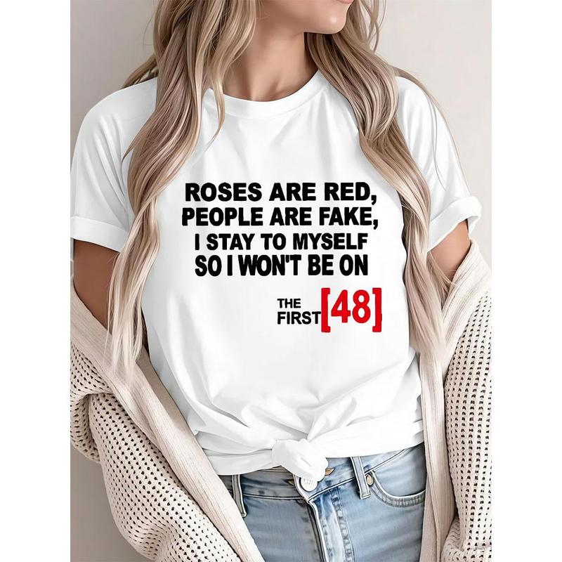 

Unisex Casual Short Sleeve T-Shirt with Bold Letter Print - Crew Neck, Black, I Stay to Myself Quote L