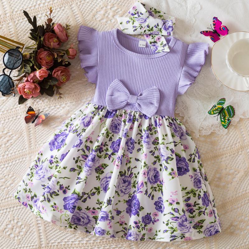 Summer Girl Dress With Floral Print For Toddler Girls Gift For Birthdays