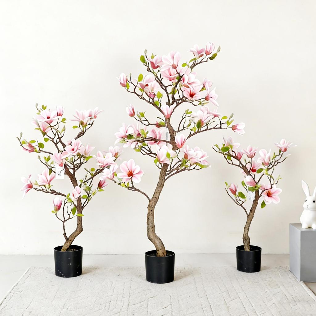 Artificial Magnolia Tree: Indoor Potted Decorative Plant for Home, Hotel, or Living Room Decor