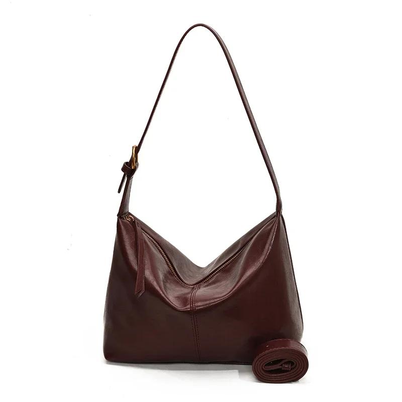 Fashion Solid Color PU Zipper Women's Shoulder Bag 2026 New Soft Versatile Simple Handbag Large Capacity Popular Crossbody Bags