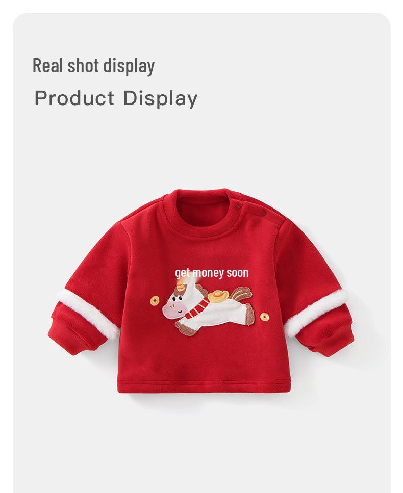 DUUDUU Red Baby New Year 2025 Velvet Toddler Autumn/Winter Sweatshirt